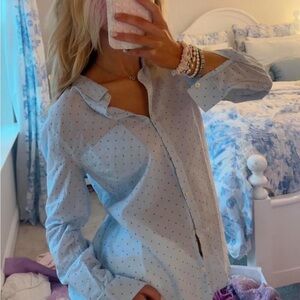 Women's Light Blue Polka  Dot (Star) Blouse